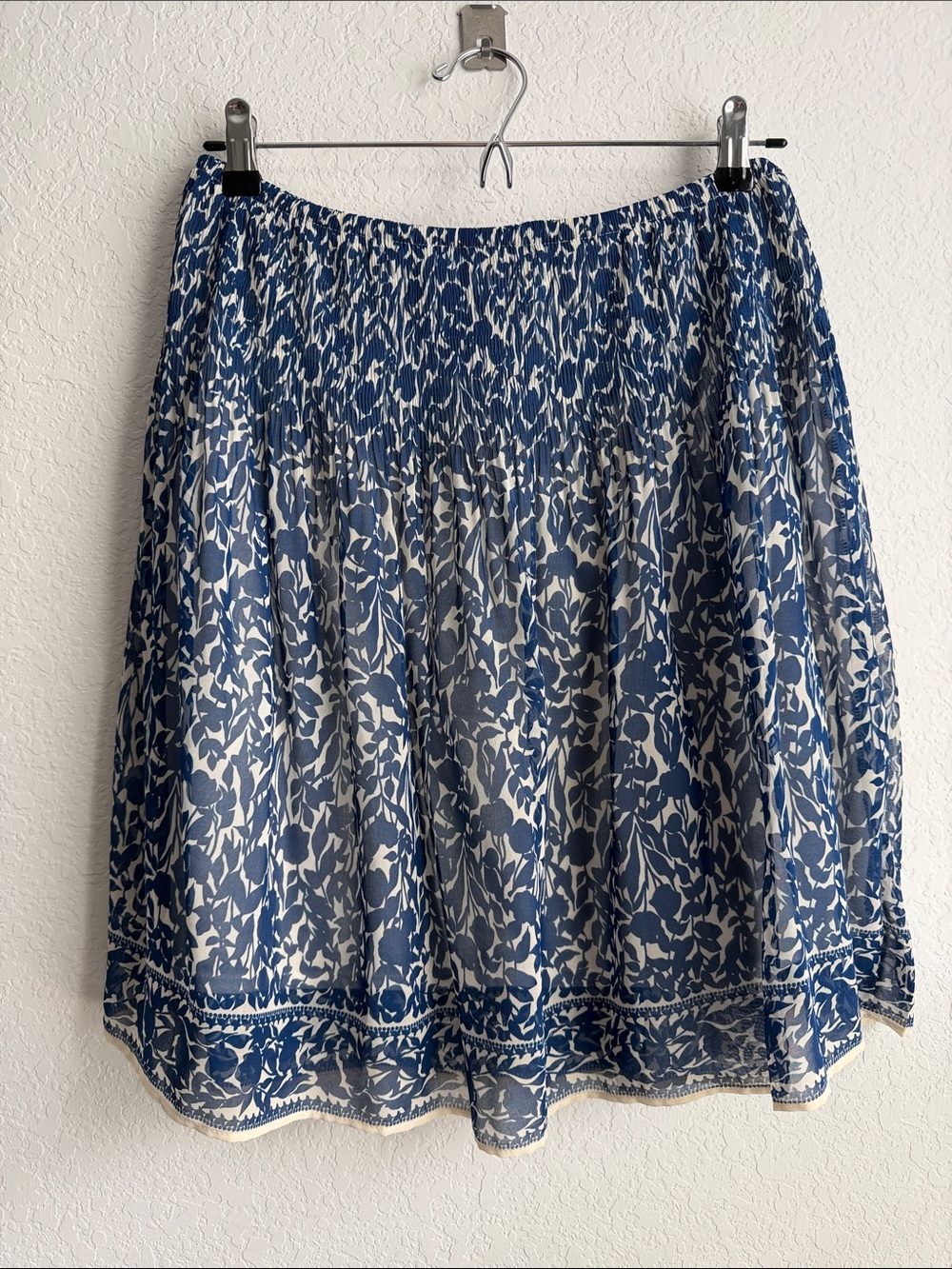 Max Studio Blue and White Floral Circle Skirt - Stretch Waistband